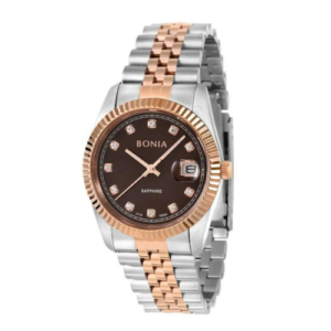 BONIA ORIGINAL MEN BNB10550-1647 MADE IN MALAYSIA BROWN DIAL STAINLESS STEEL STRAP