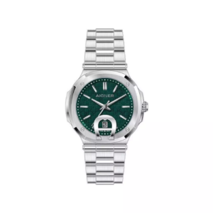 AIGNER TAVIANO 2 ORIGINAL MEN AGW.241005 SWISS MADE GREEN PATTERN DIAL STAINLESS STEEL STRAP
