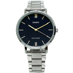 CASIO GENERAL ORIGINAL WOMEN LTP-VT01D-1B MADE IN JAPAN BLACK DIAL STAINLESS STEEL STRAP
