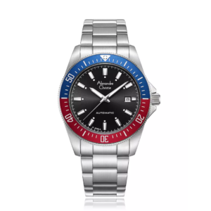 ALEXANDRE CHRISTIE AUTOMATIC ORIGINAL MEN 6676MABSSBARE  HONGKONG BLACK DIAL STAINLESS STEEL STRAP
