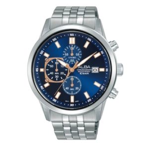 ALBA ACTIVE ORIGINAL MEN AM3A05  JAPAN MADE NAVY BLUE DIAL STAINLESS STEEL STRAP