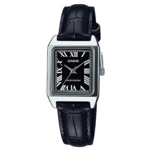 CASIO GENERAL ORIGINAL WOMEN LTP-V007L-1B  MADE IN JAPAN BLACK DIAL LEATHER STRAP