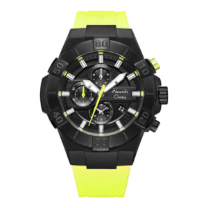 ALEXANDRE CHRISTIE CHRONOGRAPH ORIGINAL MEN 6649MCRIPBALE  HONGKONG BLACK DIAL RUBBER STRAP