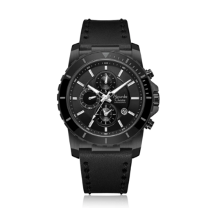 ALEXANDRE CHRISTIE CHRONOGRAPH ORIGINAL MEN 6141MCLIPBA  HONGKONG BLACK DIAL LEATHER STRAP