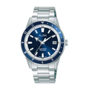 ALBA ACTIVE ORIGINAL MEN AS9U81  JAPAN MADE SMURF DIAL STAINLESS STEEL STRAP