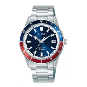 ALBA ACTIVE ORIGINAL MEN AS9U77  JAPAN MADE PEPSI BLUE DIAL STAINLESS STEEL STRAP