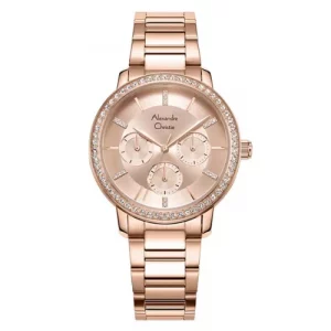 ALEXANDRE CHRISTIE MULTIFUNCTION ORIGINAL WOMEN 2A47BFBRGLN  HONGKONG ROSEGOLD DIAL STAINLESS STEEL STRAP