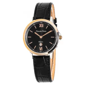 ALEXANDRE CHRISTIE ELEGANCE ORIGINAL WOMEN 8436LDLTRBA  HONGKONG BLACK DIAL LEATHER STRAP