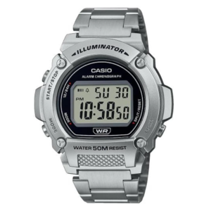 CASIO GENERAL ORIGINAL MEN W-219HD-1A  MADE IN JAPAN BLACK DIAL STAINLESS STEEL STRAP
