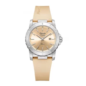 ALEXANDRE CHRISTIE PASSION ORIGINAL WOMEN 6141LDRSSLN  HONGKONG CREAM DIAL RUBBER STRAP