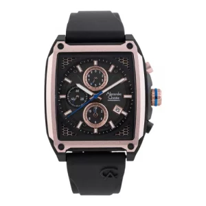 ALEXANDRE CHRISTIE CHRONOGRAPH ORIGINAL MEN 6614MCRBRBARG  HONGKONG BLACK DIAL RUBBER STRAP