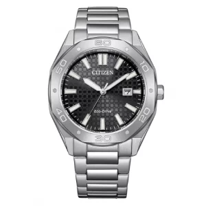 CITIZEN ECO-DRIVE ORIGINAL MEN CTZ BM7630-80E JAPAN MADE BLACK DIAL STAINLESS STEEL STRAP