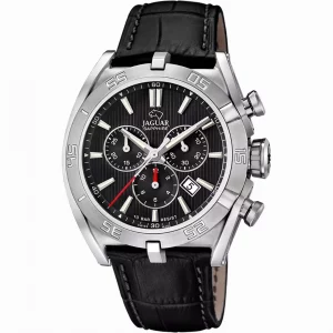 JAGUAR EXECUTIVE ORIGINAL MEN J857/D  SWISS MADE BLACK DIAL LEATHER STRAP